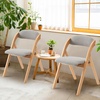 image:imageVINGLI Folding Dining Chairs Set of 2 Wooden Folding Chair with Rattan Backrest Leather Cushion Beech Wood Frame Armless for Living Room KitchenSmall Space GreyGrey