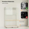 image:imageVINGLI Glass Display Cabinet with 3 Shelves Double Doors and Lock Floor Standing Curio Cabinets with LED Light Upgraded Tempered Glass Bookshelf for Living Room Living Room Bedroom Office BlackWhite