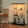 image:imageVINGLI Glass Display Cabinet with 3 Shelves Double Doors and Lock Floor Standing Curio Cabinets with LED Light Upgraded Tempered Glass Bookshelf for Living Room Living Room Bedroom Office BlackBlack