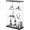 image:imageVINGLI Glass Display Cabinet with 3 Shelves Double Doors and Lock Floor Standing Curio Cabinets with LED Light Upgraded Tempered Glass Bookshelf for Living Room Living Room Bedroom Office BlackBlack