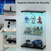 image:imageVINGLI Glass Display Cabinet with 3 Shelves Double Doors and Lock Floor Standing Curio Cabinets with LED Light Upgraded Tempered Glass Bookshelf for Living Room Living Room Bedroom Office BlackBlack
