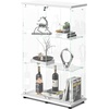 image:imageVINGLI Glass Display Cabinet with 3 Shelves Double Doors and Lock Floor Standing Curio Cabinets with LED Light Upgraded Tempered Glass Bookshelf for Living Room Living Room Bedroom Office BlackWhite