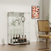 image:imageVINGLI Glass Display Cabinet with 3 Shelves Double Doors and Lock Floor Standing Curio Cabinets with LED Light Upgraded Tempered Glass Bookshelf for Living Room Living Room Bedroom Office BlackWhite