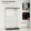 image:imageVINGLI Glass Display Cabinet with 3 Shelves Double Doors and Lock Floor Standing Curio Cabinets with LED Light Upgraded Tempered Glass Bookshelf for Living Room Living Room Bedroom Office BlackBlack
