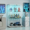 image:imageVINGLI Glass Display Cabinet with 3 Shelves Double Doors and Lock Floor Standing Curio Cabinets with LED Light Upgraded Tempered Glass Bookshelf for Living Room Living Room Bedroom Office BlackWhite