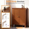 image:imageVINGLI Green Bathroom Storage Cabinet Free Standing Wooden Floor Cabinet with Doors amp Shelves Accent Sideboard Organizer for Kitchen Living Room 236 WBrown