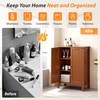 image:imageVINGLI Green Bathroom Storage Cabinet Free Standing Wooden Floor Cabinet with Doors amp Shelves Accent Sideboard Organizer for Kitchen Living Room 236 WBrown