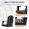 image:imageVINGLI Heavy Duty 880 LBS HDPE Porch Swing Outdoor with Rotatable Cup Holder 1Person Patio Hanging Swing with Adjustable Chains for Porch Yard Tree Garden TeakBlack