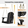 image:imageVINGLI Heavy Duty 880 LBS HDPE Porch Swing Outdoor with Rotatable Cup Holder 1Person Patio Hanging Swing with Adjustable Chains for Porch Yard Tree Garden TeakBlack