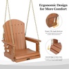 image:imageVINGLI Heavy Duty 880 LBS HDPE Porch Swing Outdoor with Rotatable Cup Holder 1Person Patio Hanging Swing with Adjustable Chains for Porch Yard Tree Garden TeakTeak