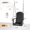 image:imageVINGLI Heavy Duty 880 LBS HDPE Porch Swing Outdoor with Rotatable Cup Holder 1Person Patio Hanging Swing with Adjustable Chains for Porch Yard Tree Garden TeakBlack