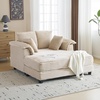 image:imageVINGLI Lounge Chair 56 Oversized Reading Chair Corduroy Chaise Sofa Recliner Bed Upholstered Comfy Sleeper Couch with Throw Pillows and Armrests for Living Room Movie Room BedroomBeige