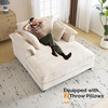 image:imageVINGLI Lounge Chair 56 Oversized Reading Chair Corduroy Chaise Sofa Recliner Bed Upholstered Comfy Sleeper Couch with Throw Pillows and Armrests for Living Room Movie Room BedroomBeige