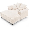 image:imageVINGLI Lounge Chair 56 Oversized Reading Chair Corduroy Chaise Sofa Recliner Bed Upholstered Comfy Sleeper Couch with Throw Pillows and Armrests for Living Room Movie Room BedroomBeige
