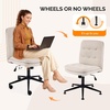 image:imageVINGLI Mid Back Armless Office Desk Chair with Wheelsno Wheels360Rocking Swivel Vanity Chair with Thickened CushionAdjustable Height Rolling for Reading Room Make up Linen Ginger YellowBeige