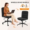 image:imageVINGLI Mid Back Armless Office Desk Chair with Wheelsno Wheels360Rocking Swivel Vanity Chair with Thickened CushionAdjustable Height Rolling for Reading Room Make up Linen Ginger YellowBlack