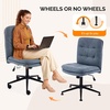 image:imageVINGLI Mid Back Armless Office Desk Chair with Wheelsno Wheels360Rocking Swivel Vanity Chair with Thickened CushionAdjustable Height Rolling for Reading Room Make up Linen Ginger YellowNavy Blue