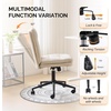 image:imageVINGLI Mid Back Armless Office Desk Chair with Wheelsno Wheels360Rocking Swivel Vanity Chair with Thickened CushionAdjustable Height Rolling for Reading Room Make up Linen Ginger YellowBeige