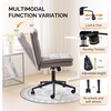 image:imageVINGLI Mid Back Armless Office Desk Chair with Wheelsno Wheels360Rocking Swivel Vanity Chair with Thickened CushionAdjustable Height Rolling for Reading Room Make up Linen Ginger YellowDark Grey