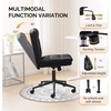 image:imageVINGLI Mid Back Armless Office Desk Chair with Wheelsno Wheels360Rocking Swivel Vanity Chair with Thickened CushionAdjustable Height Rolling for Reading Room Make up Linen Ginger YellowBlack