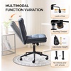 image:imageVINGLI Mid Back Armless Office Desk Chair with Wheelsno Wheels360Rocking Swivel Vanity Chair with Thickened CushionAdjustable Height Rolling for Reading Room Make up Linen Ginger YellowNavy Blue