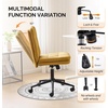 image:imageVINGLI Mid Back Armless Office Desk Chair with Wheelsno Wheels360Rocking Swivel Vanity Chair with Thickened CushionAdjustable Height Rolling for Reading Room Make up Linen Ginger YellowGinger Yellow