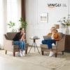 image:imageVINGLI MidCentury Accent Chairs Set of 2 Light Brown Upholstered Armchair Comfy Sofa Chairs Reading Chair High Back Living Room Bedroom Furniture for Apartment