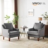 image:imageVINGLI MidCentury Modern Accent Chairs Set of 2 Green Upholstered Armchair Comfy Sofa Chairs Reading Chair High Back for Living Room Bedroom Furniture ApartmentLight Grey