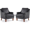 image:imageVINGLI MidCentury Modern Accent Chairs Set of 2 Green Upholstered Armchair Comfy Sofa Chairs Reading Chair High Back for Living Room Bedroom Furniture ApartmentBlack