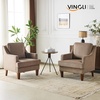 image:imageVINGLI MidCentury Modern Accent Chairs Set of 2 Green Upholstered Armchair Comfy Sofa Chairs Reading Chair High Back for Living Room Bedroom Furniture ApartmentBrown