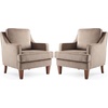 image:imageVINGLI MidCentury Modern Accent Chairs Set of 2 Green Upholstered Armchair Comfy Sofa Chairs Reading Chair High Back for Living Room Bedroom Furniture ApartmentBrown
