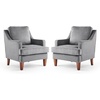 image:imageVINGLI MidCentury Modern Accent Chairs Set of 2 Green Upholstered Armchair Comfy Sofa Chairs Reading Chair High Back for Living Room Bedroom Furniture ApartmentLight Grey