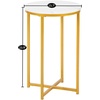 image:imageVINGLI Modern End Table Round Side Table with Golden Metal Frame for Bedroom Living Room Accent Coffee Table Nightstand with Faux Marble Top WhileGold
