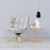 image:imageVINGLI Modern End Table Round Side Table with Golden Metal Frame for Bedroom Living Room Accent Coffee Table Nightstand with Faux Marble Top WhileGold