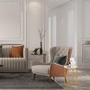 image:imageVINGLI Modern End Table Round Side Table with Golden Metal Frame for Bedroom Living Room Accent Coffee Table Nightstand with Faux Marble Top WhileGold