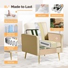 image:imageVINGLI Modern PU Leather Accent Chair Single Sofa Chair with Pocket Coil Seat Metal Backrest amp Solid Wood Frame Upholstered Armchair for Living Room Bedroom or OfficeBeige
