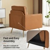 image:imageVINGLI Modern PU Leather Accent Chair Single Sofa Chair with Pocket Coil Seat Metal Backrest amp Solid Wood Frame Upholstered Armchair for Living Room Bedroom or OfficeBrown