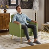 image:imageVINGLI Modern PU Leather Accent Chair Single Sofa Chair with Pocket Coil Seat Metal Backrest amp Solid Wood Frame Upholstered Armchair for Living Room Bedroom or OfficeGreen