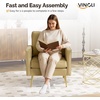 image:imageVINGLI Modern PU Leather Accent Chair Single Sofa Chair with Pocket Coil Seat Metal Backrest amp Solid Wood Frame Upholstered Armchair for Living Room Bedroom or OfficeBeige