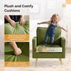 image:imageVINGLI Modern PU Leather Accent Chair Single Sofa Chair with Pocket Coil Seat Metal Backrest amp Solid Wood Frame Upholstered Armchair for Living Room Bedroom or OfficeGreen