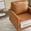 image:imageVINGLI Modern PU Leather Accent Chair Single Sofa Chair with Pocket Coil Seat Metal Backrest amp Solid Wood Frame Upholstered Armchair for Living Room Bedroom or OfficeBrown