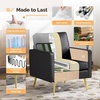 image:imageVINGLI Modern PU Leather Accent Chair Single Sofa Chair with Pocket Coil Seat Metal Backrest amp Solid Wood Frame Upholstered Armchair for Living Room Bedroom or OfficeBlack