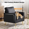 image:imageVINGLI Modern PU Leather Accent Chair Single Sofa Chair with Pocket Coil Seat Metal Backrest amp Solid Wood Frame Upholstered Armchair for Living Room Bedroom or OfficeBlack