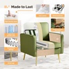 image:imageVINGLI Modern PU Leather Accent Chair Single Sofa Chair with Pocket Coil Seat Metal Backrest amp Solid Wood Frame Upholstered Armchair for Living Room Bedroom or OfficeGreen