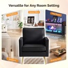 image:imageVINGLI Modern PU Leather Accent Chair Single Sofa Chair with Pocket Coil Seat Metal Backrest amp Solid Wood Frame Upholstered Armchair for Living Room Bedroom or OfficeBlack