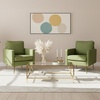 image:imageVINGLI Modern PU Leather Accent Chair Single Sofa Chair with Pocket Coil Seat Metal Backrest amp Solid Wood Frame Upholstered Armchair for Living Room Bedroom or OfficeGreen