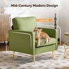 image:imageVINGLI Modern PU Leather Accent Chair Single Sofa Chair with Pocket Coil Seat Metal Backrest amp Solid Wood Frame Upholstered Armchair for Living Room Bedroom or OfficeGreen