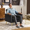 image:imageVINGLI Modern PU Leather Accent Chair Single Sofa Chair with Pocket Coil Seat Metal Backrest amp Solid Wood Frame Upholstered Armchair for Living Room Bedroom or OfficeBlack