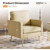 image:imageVINGLI Modern PU Leather Accent Chair Single Sofa Chair with Pocket Coil Seat Metal Backrest amp Solid Wood Frame Upholstered Armchair for Living Room Bedroom or OfficeBeige