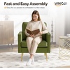 image:imageVINGLI Modern PU Leather Accent Chair Single Sofa Chair with Pocket Coil Seat Metal Backrest amp Solid Wood Frame Upholstered Armchair for Living Room Bedroom or OfficeGreen